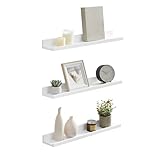 SONGMICS Wandregal, Schweberegal, 3er Set, 10 x 60 cm, Wandboard für...