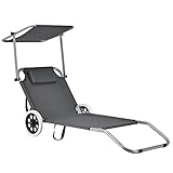 casa.pro Sonnenliege Falun Liegestuhl klappbar Relaxliege Strandliege bis 110 kg...