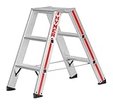 Hymer Stufenstehleiter 2x3 Sprossen (beidseitig begehbar, verstärkte Stufen,...