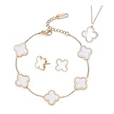 TOFBS Vierblättriges Kleeblatt Schmuckset für Damen und Mädchen 18K Roségold...
