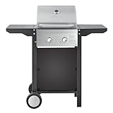HEINRICHS Gasgrill, Grillwagen, 2Flächen Brenner aus Edelstahl, Balkon-Grill...