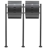 Wiltec 2er Briefkasten Set V18 Anthrazit, Wandbriefkasten mit Schloss,...