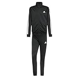 adidas Herren SPORTSWEAR BASIC 3 STRIPES TRICOT TRACKSUIT, Black, M