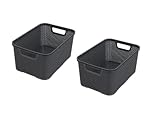 BranQ - Home essential Korb in Rattan Design 2er Set Grösse L 19l, Anthrazit,...