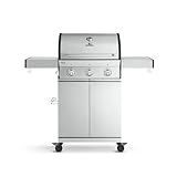 BURNHARD® Gasgrill 3-Brenner Edelstahl-Grillwagen, klappbare Seitentische,...