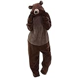 Damen Pyjama Teddy Fleece Schlafanzug Einteiler Jumpsuit Plüsch Onesie Warm...