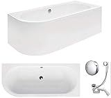 VBChome Badewanne 180x80 cm Acryl SET Schürze Siphon Wanne Ecke Eckbadewanne...