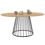 IDMarket - Yuna Esstisch, ausziehbar, rund, 6-8 Personen, Holzplatte und...