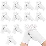 Newofview 24 Paar Weiße Baumwollhandschuhe, Feuchtigkeitsspendende Handschuhe,...