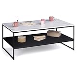 IDMarket - Couchtisch Alaska, Doppelplatte, Marmor-Effekt und Schwarz,...