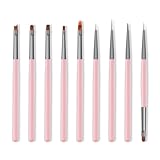 Nail Art Pinsel Set, 9pcs Nageldesign Malerei Pinsel, Professionelle Nail Art...