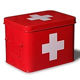 Theo&Cleo Medizin Box Metall, Erste Hilfe Kasten Koffer Schrank, Arzneischrank...