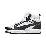 PUMA Unisex Kinder Rebound V6 Mid Jr Sneaker, Puma White Puma Black Shadow Gray,...