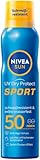 NIVEA SUN UV Dry Protect Sport Sonnenspray LSF 50 (200 ml), 100% transparenter...