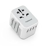 TESSAN Reiseadapter Weltweit, Universal Reisestecker mit 3 USB, 1 USB C und 1AC...