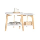 SoBuy 2er Set Beistelltisch mit runden Ablagen Couchtisch Sofatisch Kaffeetisch...
