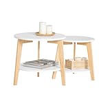 SoBuy FBT75-W 2er Set Beistelltisch mit runden Ablagen Couchtisch Sofatisch...