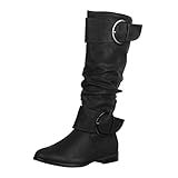 Elara Damen Stiefel Boots Schlupfstiefel Chunkyrayan JY1989 Schwarz-39