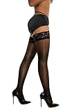 DORALLURE Halterlose Strümpfe Damen Sexy 20 DEN Spitze Stay Up Nylonstrümpfe,...