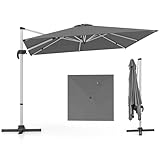 COSTWAY Sonnenschirm rechteckig 300 x 300 cm, großer Ampelschirm mit Kurbel,...