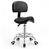 Sattelhocker mit Lehne – 360° drehbarer Hocker mit Rollen und verstellbarer...
