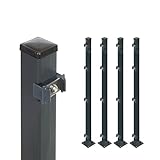 4x Zaunpfosten zum Aufschrauben mit Bodenplatte | Anthrazit (RAL 7016) | für...