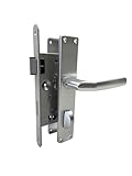 WC-Tür-Schloss Set 20x235 silber abgerundet DIN Links mit Griffen und Blenden...