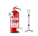 FireLoq 2kg Pulver Feuerlöscher für Brandklasse ABC mit 13A | 89B | C ergibt 4...