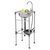 AOOUNGM Freistehende Edelstahl Spültisch, Küchenspüle Einbecken, Waschtisch...