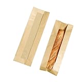 50 Stück französische Baguette-Papiertüten mit Fenster, 33 cm...