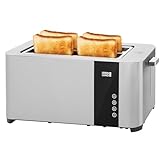 LEBENLANG Langschlitz Toaster 4 Scheiben mit Brötchenaufsatz - Touchscreen LED...