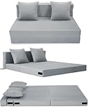 HAUSPROFI Schlafsofa mit Bezug aus Samtstoff & 2 Kissen, Bezug Abnehmbar,...