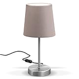 B.K.Licht - Nachttischlampe mit Kabelschalter, E14 Fassung, Lampenschirm aus...
