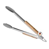 BURNHARD Lange Edelstahl Grillzange (45 cm) Akazien-Holzgriff, Grill-Zubehör,...