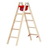 Hymer Holz-Stufenstehleiter 71499, beidseitig begehbar 2x5 Sprossen Arbeitshöhe...