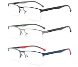 MODFANS 3er-Pack Lesebrille Herren Blaulichtfilter Metallrahmen Rechteck Stil...