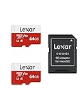 Lexar Micro SD Karte 64GB 2er Pack, Speicherkarte Micro SD mit Adapter, Bis zu...