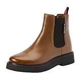 Tommy Jeans Damen Chelsea Boot Flat Boot aus Leder, Braun (Light Sepia Brown),...