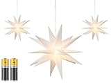 3er Pack 3D Leuchtstern - Weihnachtsstern mit warm-weißer Beleuchtung, für...