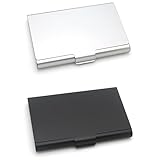 PLABBDPL Visitenkartenetui, 2 Pcs Edelstahl Visitenkarten Etuis Schwarz Silber,...