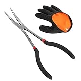 DELAESI Angelzange Gebogen 28cm Hakenlöser Angeln Hakenlösezange mit 1 Rechte...