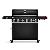 BURNHARD 6-Brenner Gasgrill Fat FRED Deluxe Black Series 3 inkl. Backburner,...