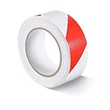 Reflektierendes Klebeband Absperrband Rot Weiß, 25m x 5cm Flatterband Rot Weiß...