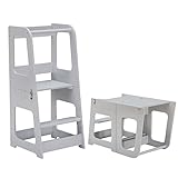 KYWAI® Montessori Lernturm ab 1 Jahr – 2-in-1 Learning Tower & Tisch –...