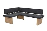 Hela Tische, Eckbank, Sitzbank Linn, Webstoff Anthrazit, Holzgestell Artisan...
