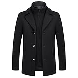 KUDMOL Herren Mantel umd Weste 2-in-1-Winterjacke Wollmantel Dick Wintermantel...