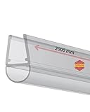 Gedotec Duschtürdichtung streifend 2000mm, Premium Duschdichtung 6 mm - 8 mm,...