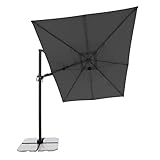 Derby Style Sonnenschirm - Ampelschirm 300 cm x 220 cm in Dunkelgrau um 360°...