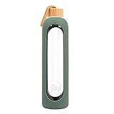 for you Nachhaltige Trinkflasche green olive | 1000ml aus Glas mit Silikonhülle...