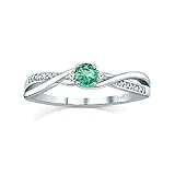 SILVEGO Damen Ring aus 925 Sterling Silber mit echtem grünem Smaragd und...